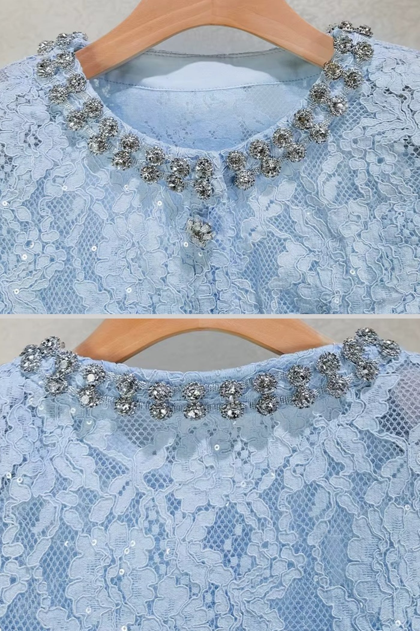 La Céliane — Embroidered Lace Co-Ord in Powder Blue