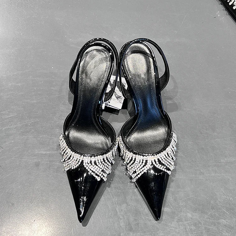 Le Noire Éclat — Crystal Fringe Slingback