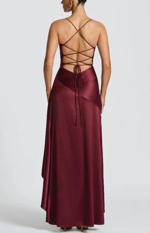 La Valeria — Twist Cowl Maxi with Cascading Ruffle