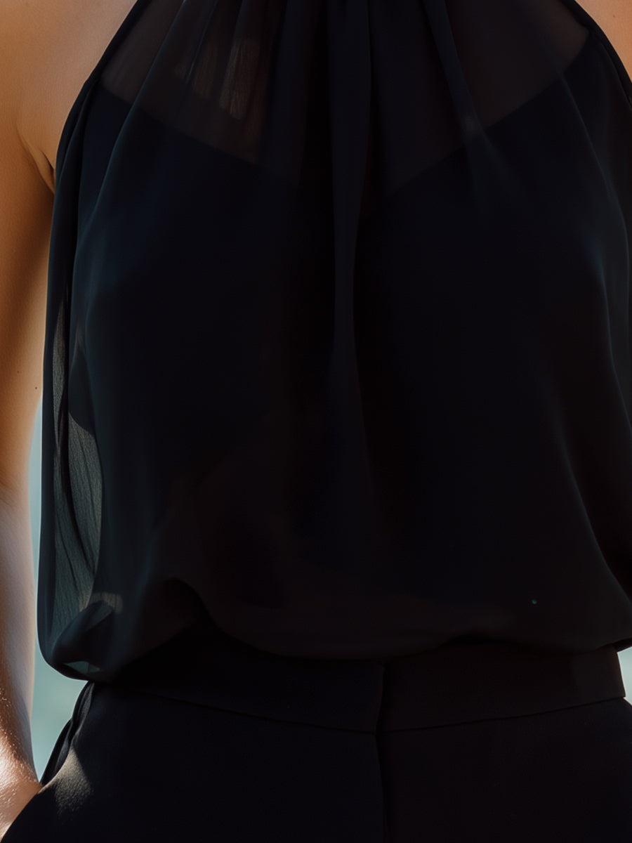 La Halter Noire — Chiffon Halter Blouse