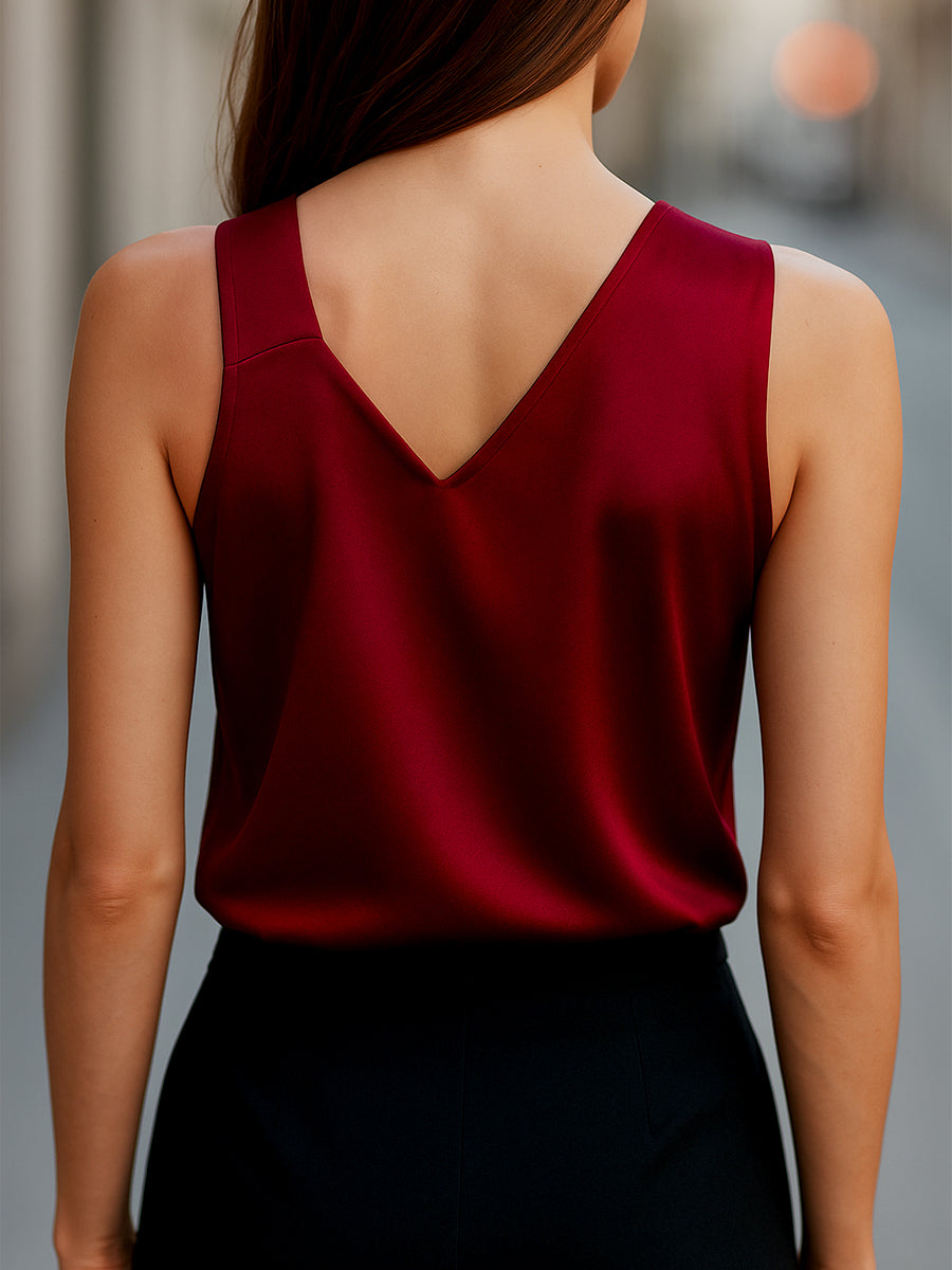 La Satin Rouge — Asymmetrical Satin Blouse