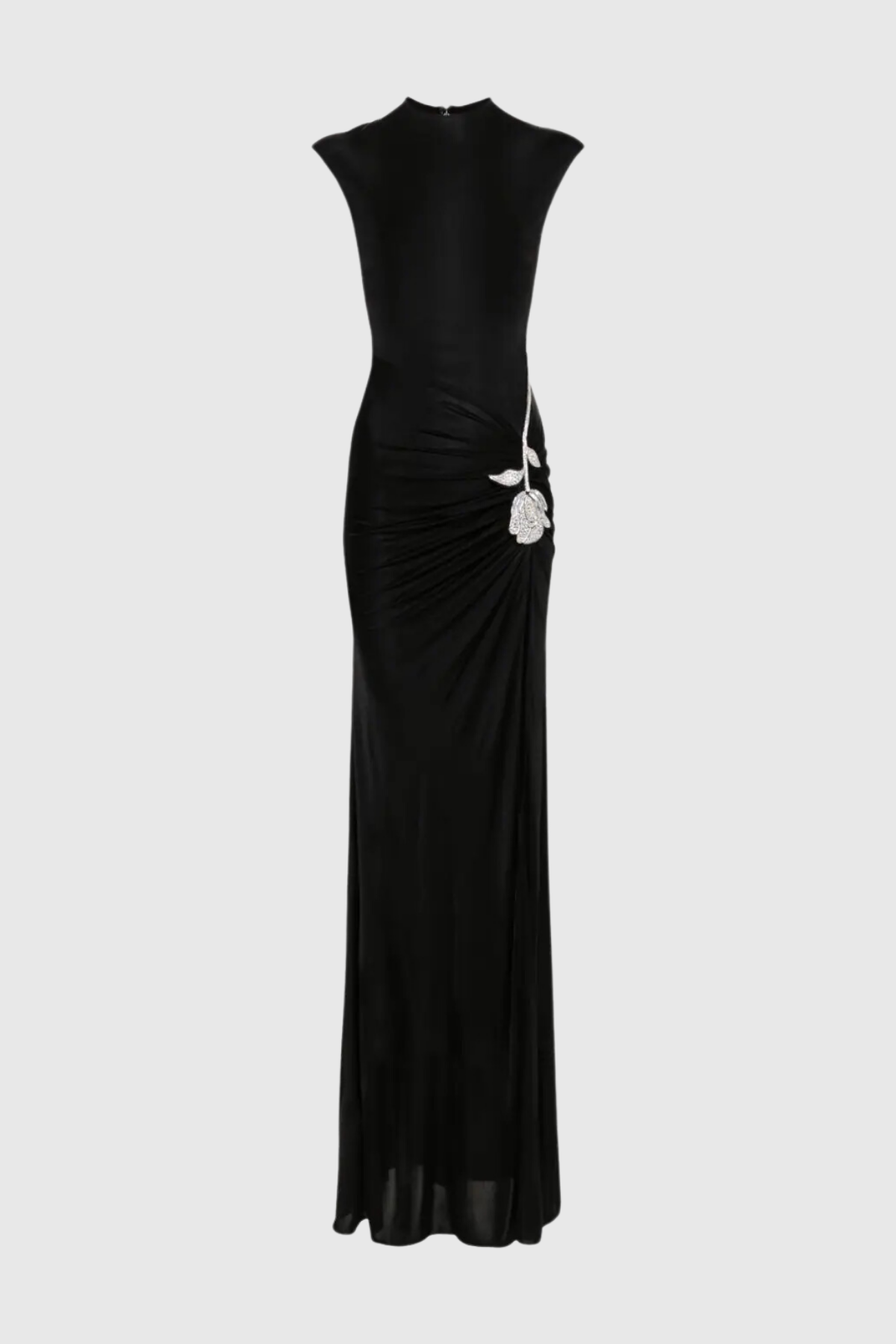 La Fleur Noire — Rhinestone Split Maxi Dress