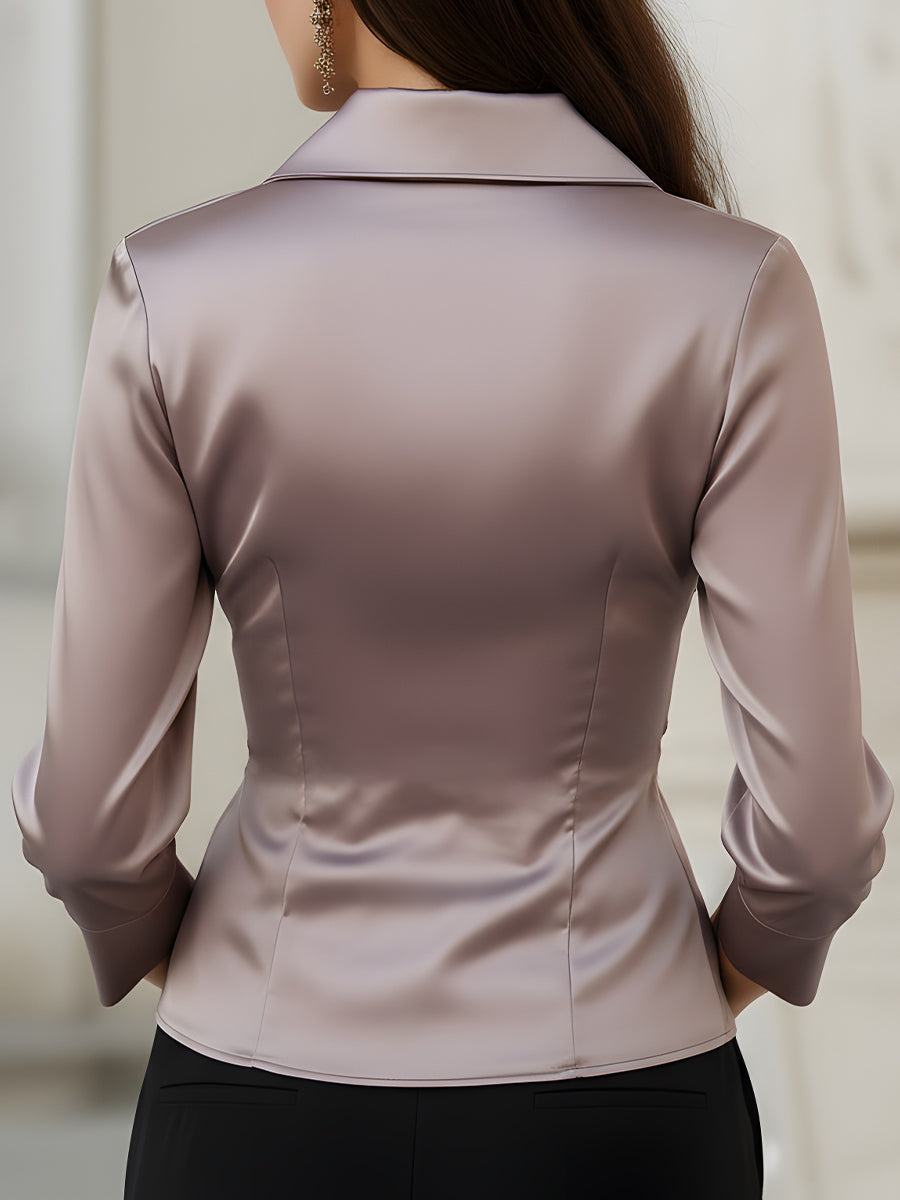 La Satin Sculptée — Wrap Satin Blouse