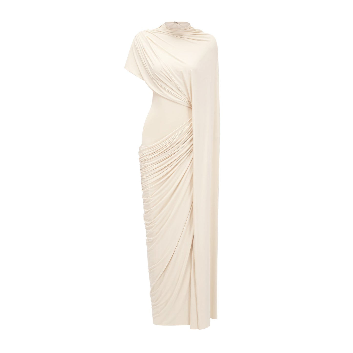 La Cape Sereine — Draped stretch maxi dress with asymmetrical cape