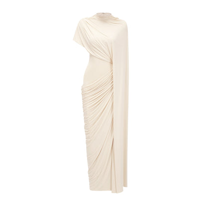 La Cape Sereine — Draped stretch maxi dress with asymmetrical cape
