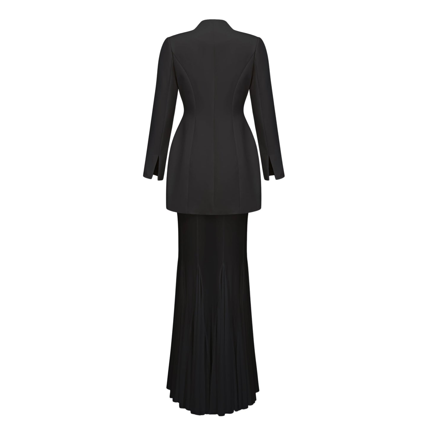 La Ombre Tailleur — Structured jacket and sheer godet skirt set