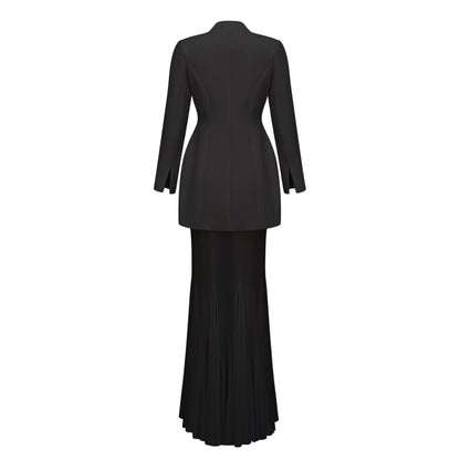 La Ombre Tailleur — Structured jacket and sheer godet skirt set