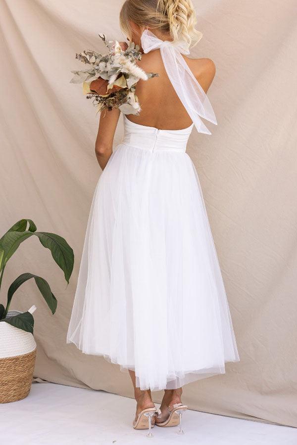 La Celestine — Tulle Halter Midi in Soft Volume