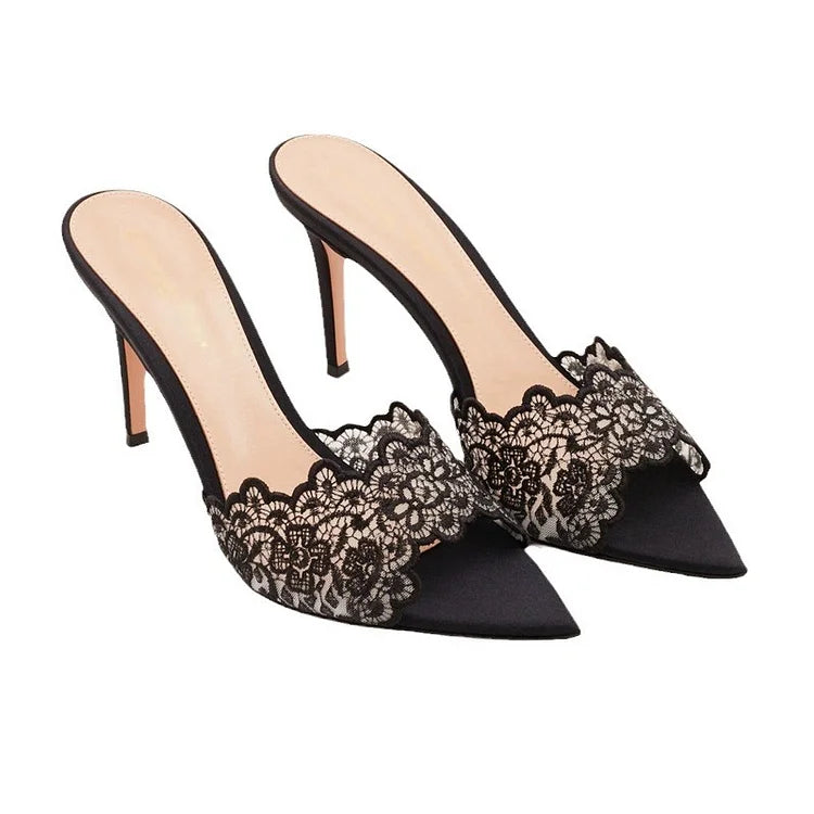 Le Rosalie Mule — Embroidered Pointed Heel