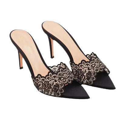 Le Rosalie Mule — Embroidered Pointed Heel