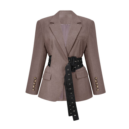 La Ceinture Structurée — Tailored blazer dress with statement belt