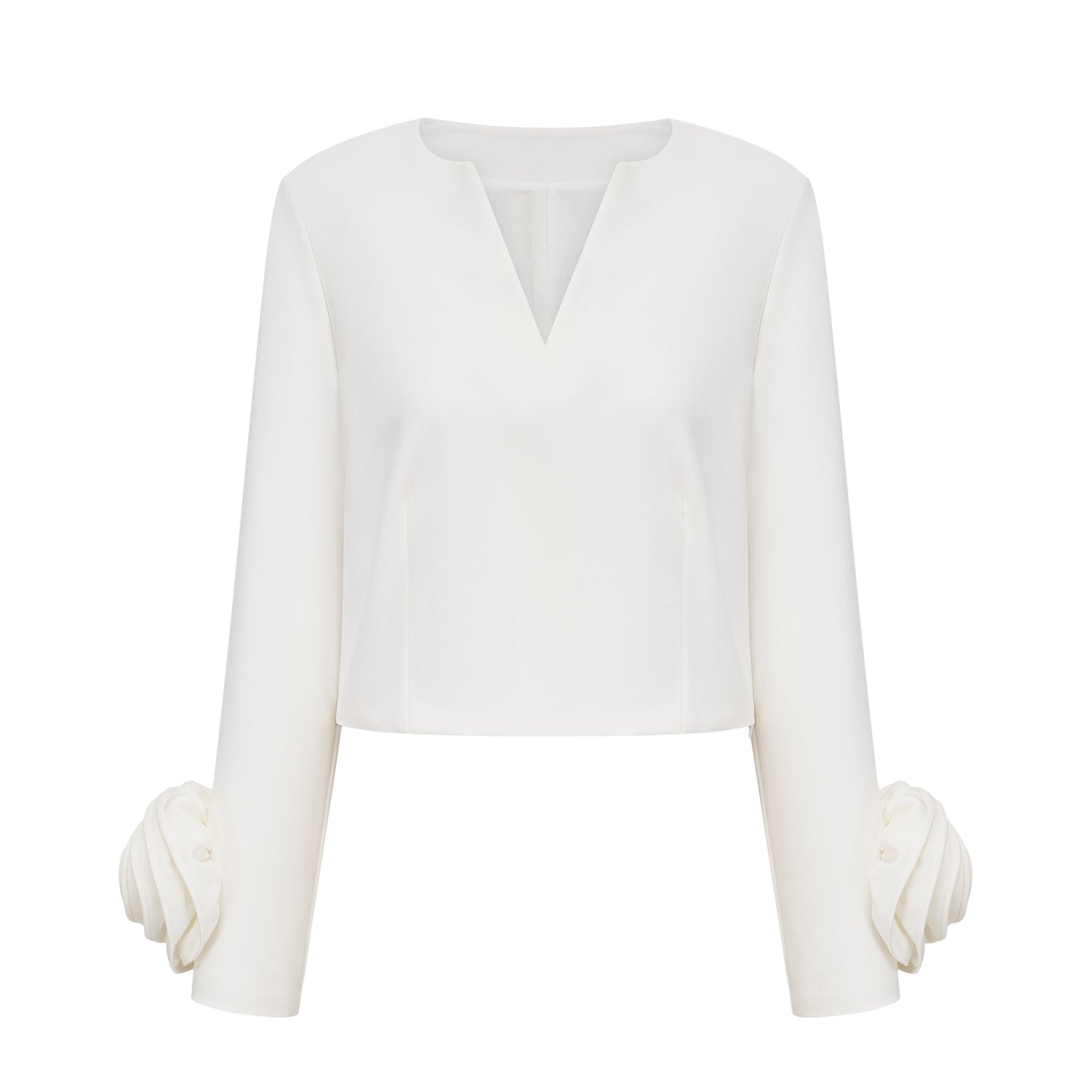 La Pétale Blanche — Cropped petal top and flared midi skirt