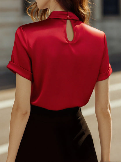 La Clé Moderne — Satin Keyhole Blouse