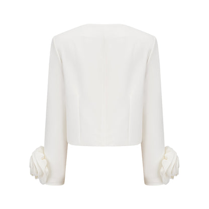 La Pétale Blanche — Cropped petal top and flared midi skirt