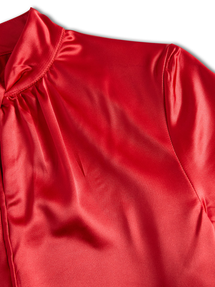 La Clé Moderne — Satin Keyhole Blouse