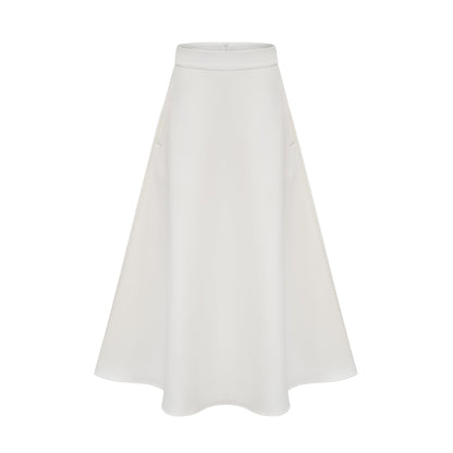 La Pétale Blanche — Cropped petal top and flared midi skirt