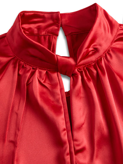 La Clé Moderne — Satin Keyhole Blouse