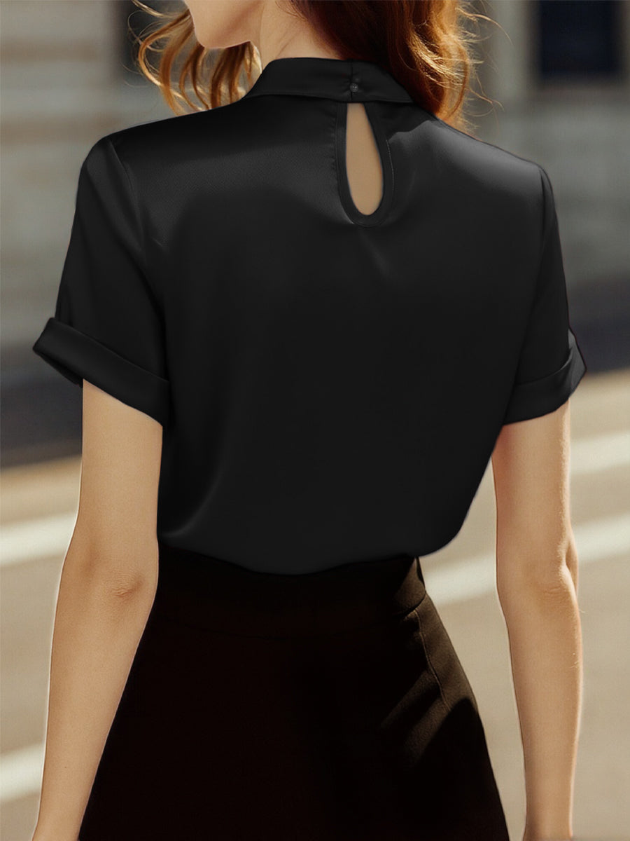 La Clé Moderne — Satin Keyhole Blouse