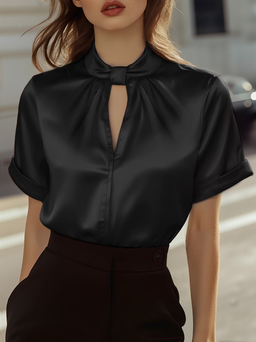 La Clé Moderne — Satin Keyhole Blouse