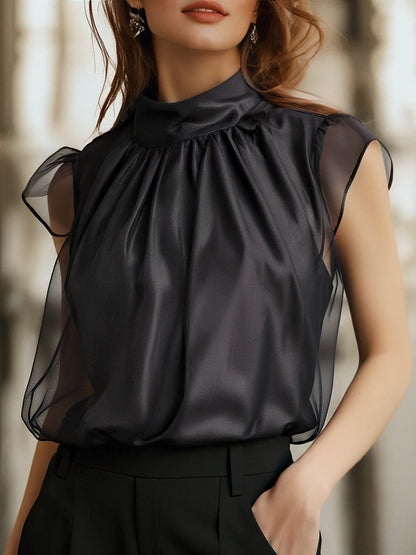 La Brume Noire — Pleated Chiffon Blouse