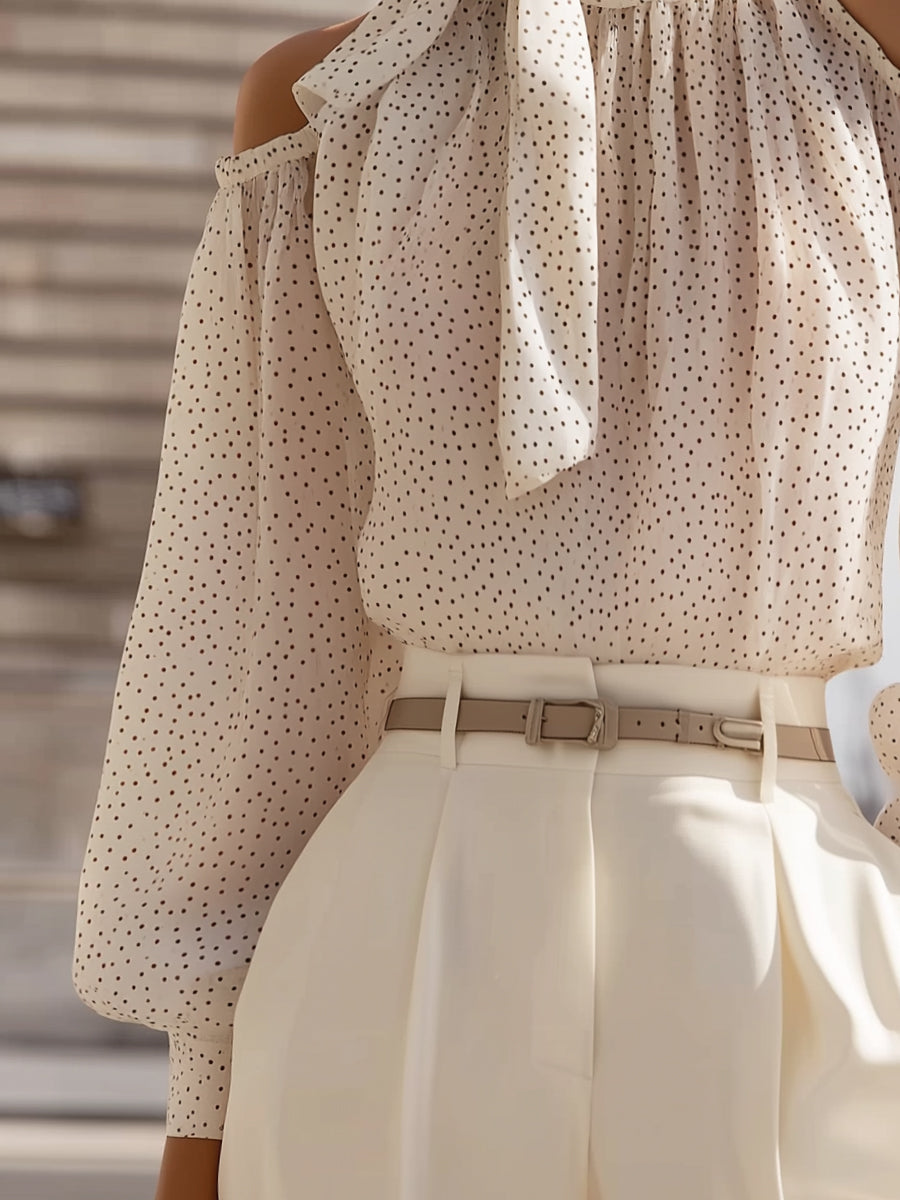 La Pois Élégante — Polka Dot Chiffon Blouse