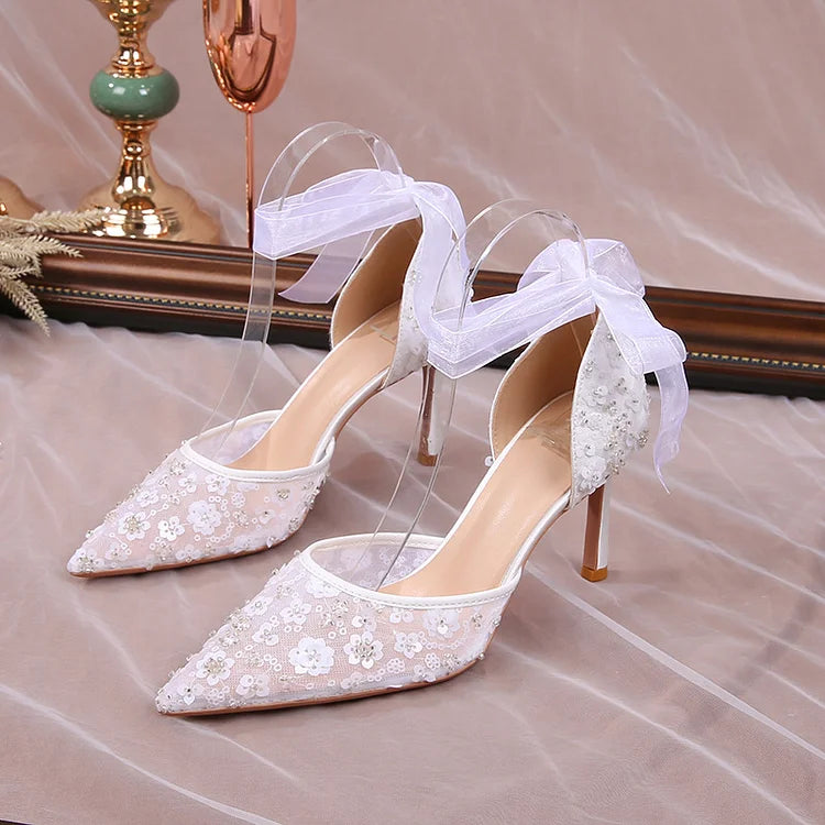 Le Amour Heel — Lace Tie Slingback