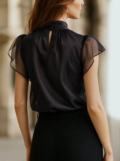 La Brume Noire — Pleated Chiffon Blouse