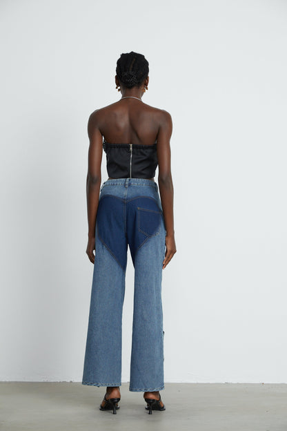 Le Indigo Découpé — High-waist panelled denim
