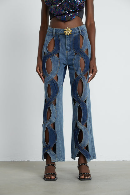 Le Indigo Découpé — High-waist panelled denim