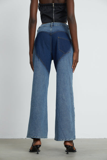 Le Indigo Découpé — High-waist panelled denim