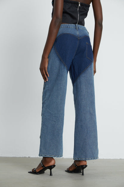 Le Indigo Découpé — High-waist panelled denim