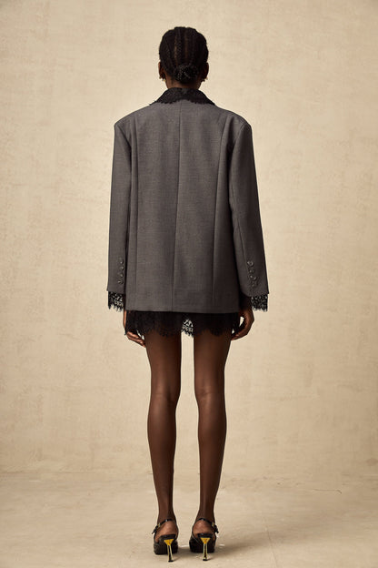 La Dentelle Tailleur — Lace-panel structured blazer