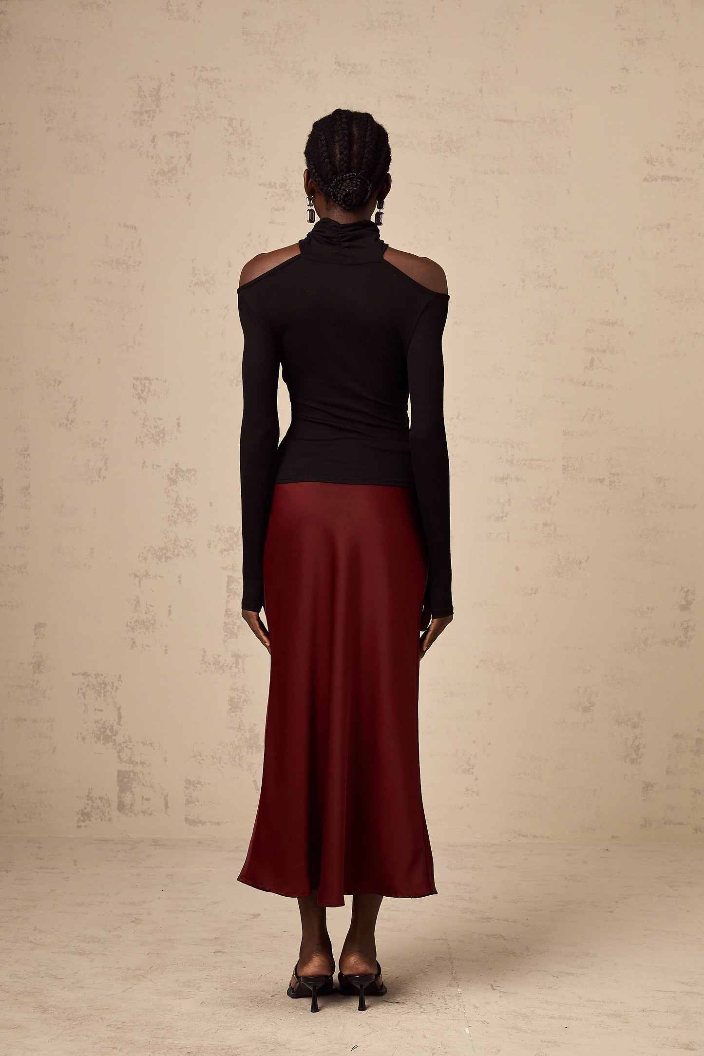 La Drapée Nocturne — Halterneck cut-out jersey top