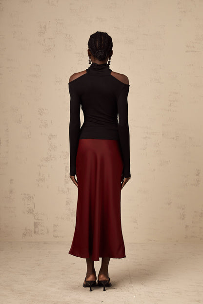 La Drapée Nocturne — Halterneck cut-out jersey top