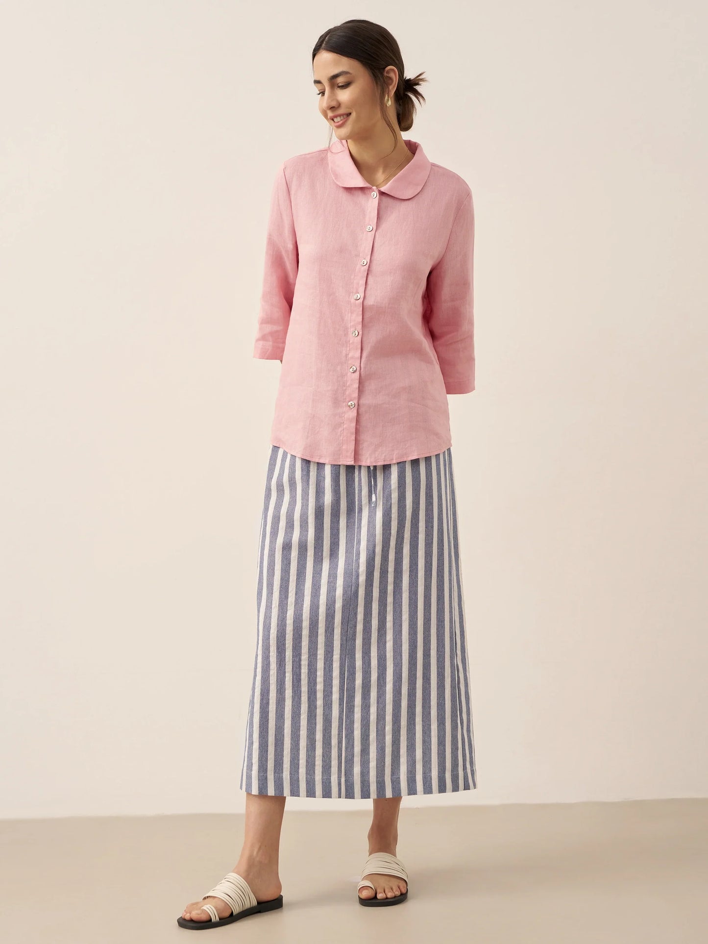 La Riviera — Striped Button Skirt