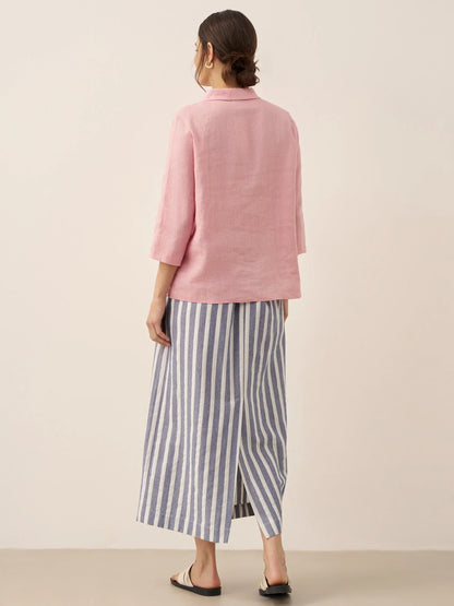 La Riviera — Striped Button Skirt