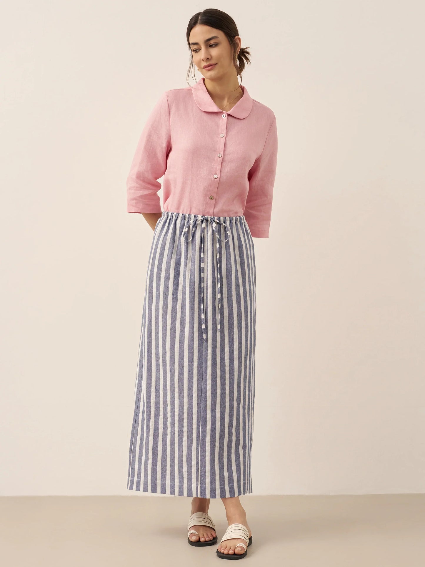 La Riviera — Striped Button Skirt