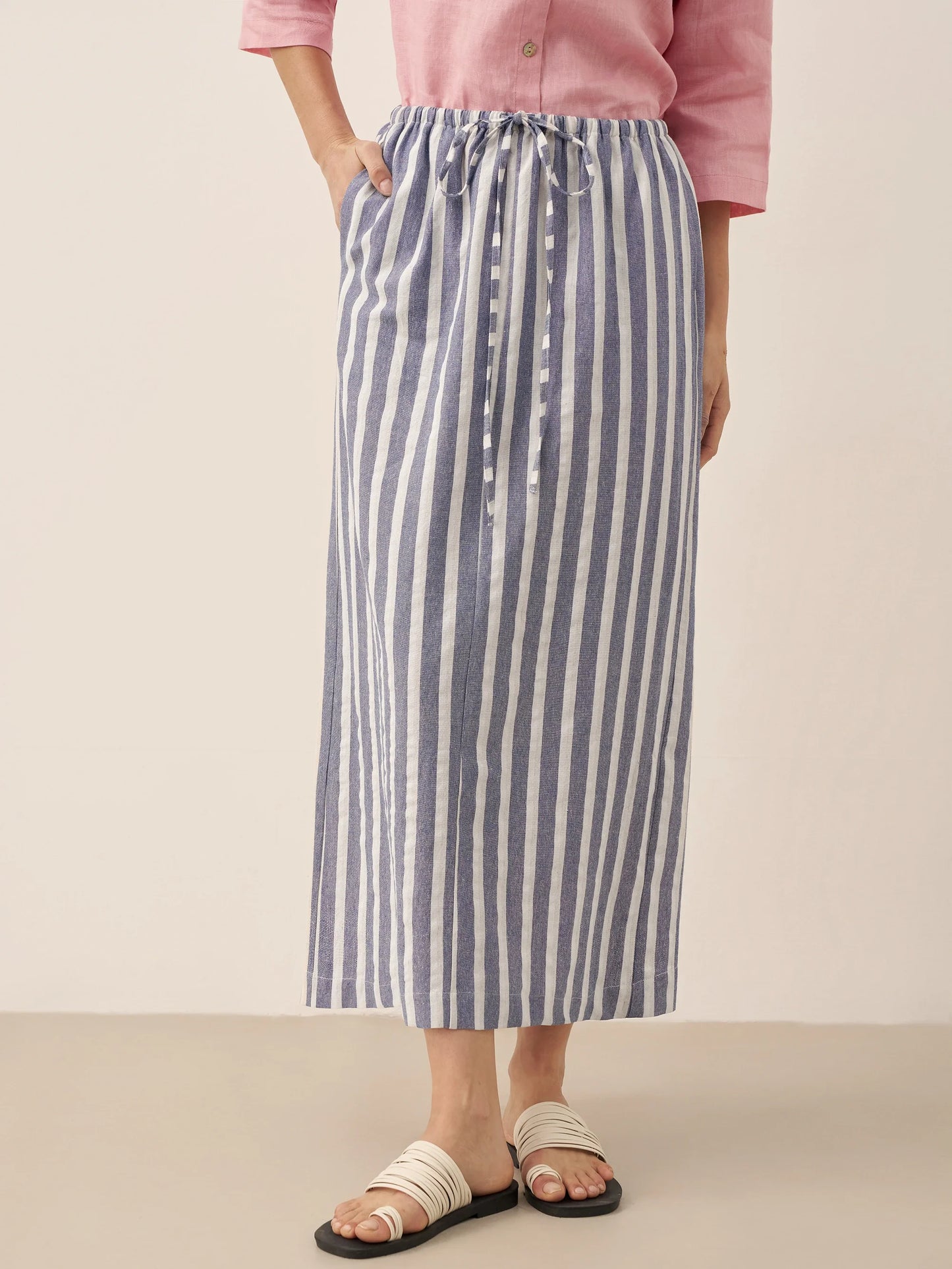La Riviera — Striped Button Skirt