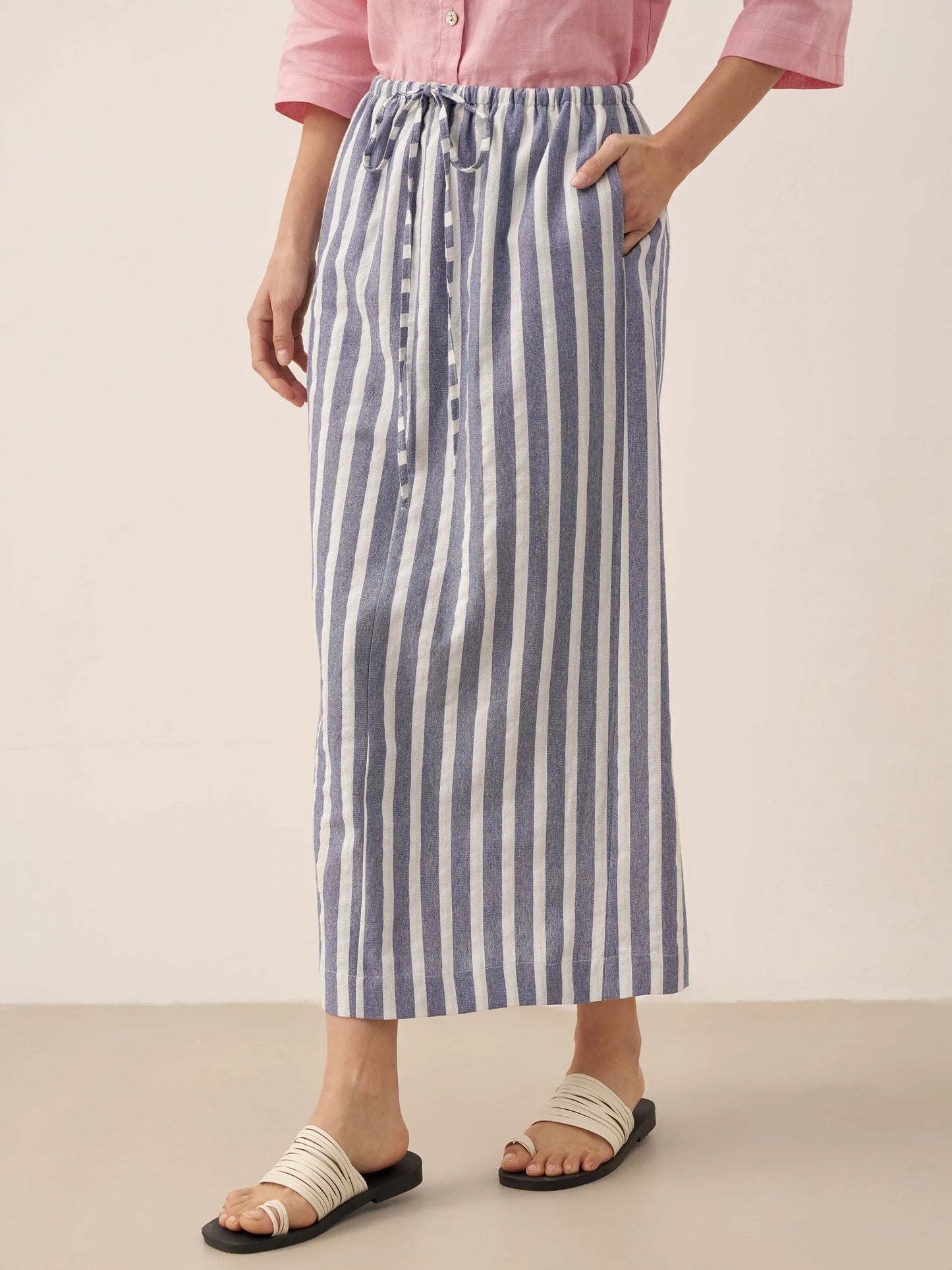 La Riviera — Striped Button Skirt