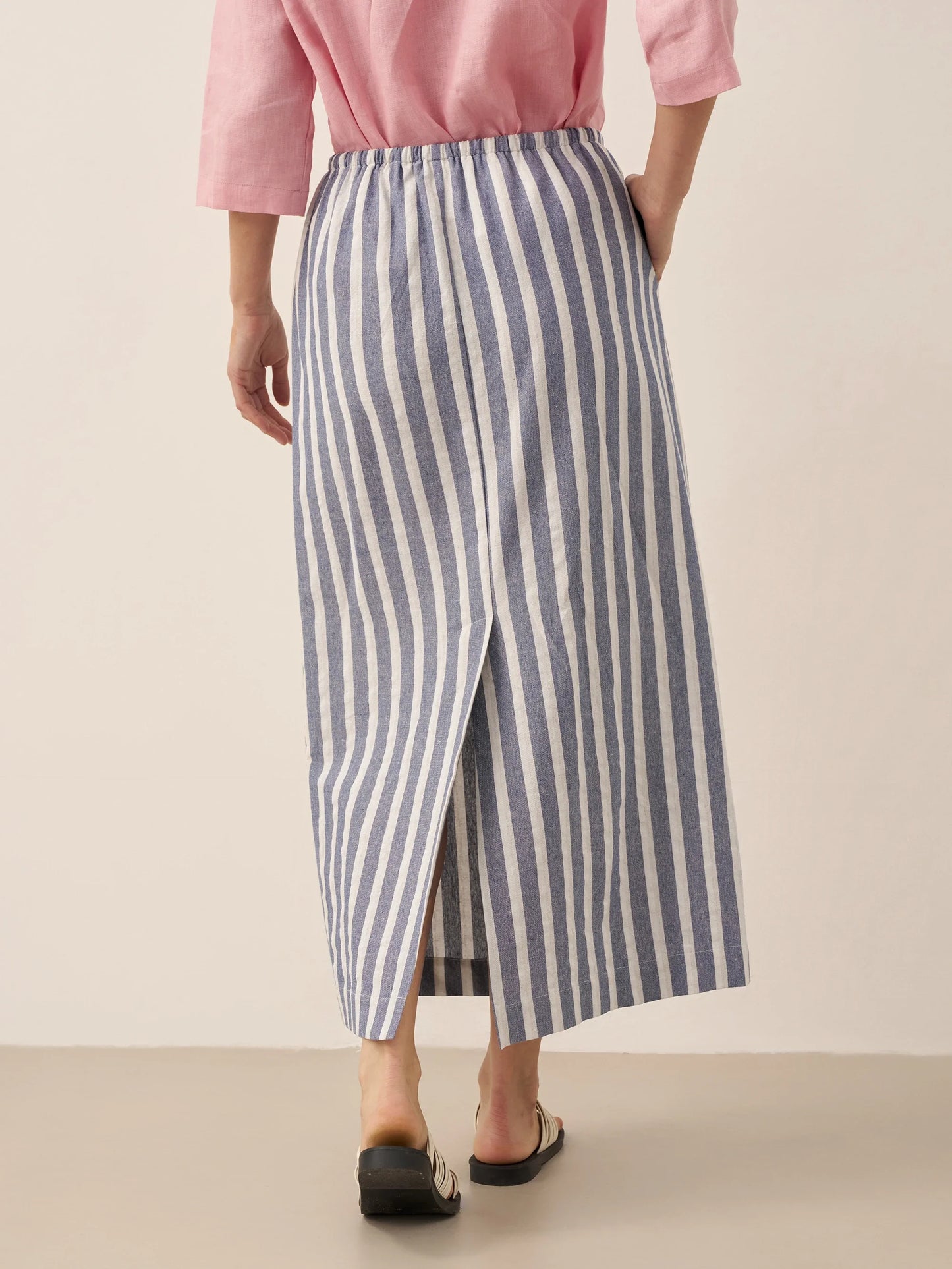 La Riviera — Striped Button Skirt
