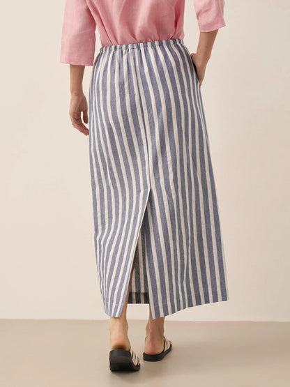 La Riviera — Striped Button Skirt