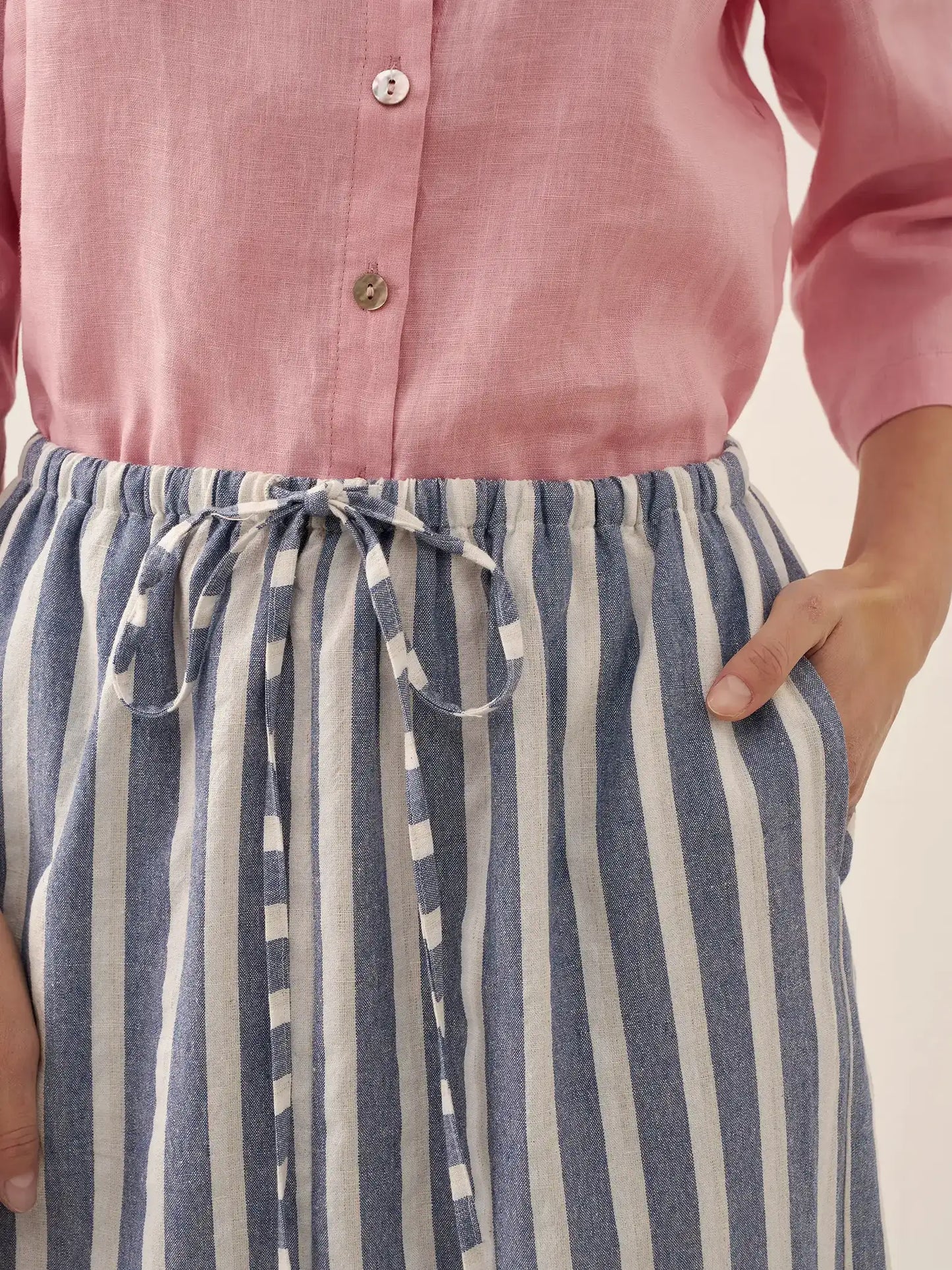 La Riviera — Striped Button Skirt
