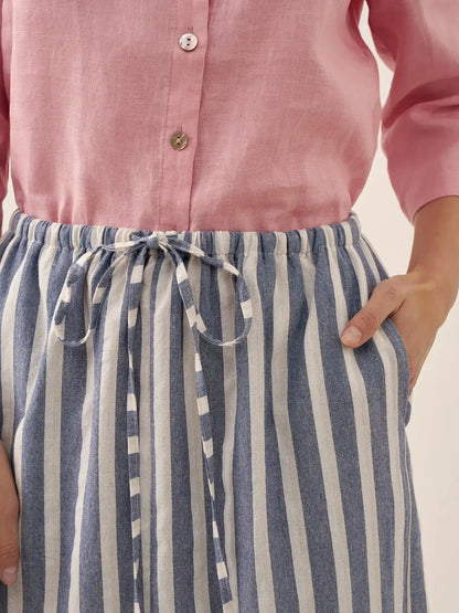 La Riviera — Striped Button Skirt
