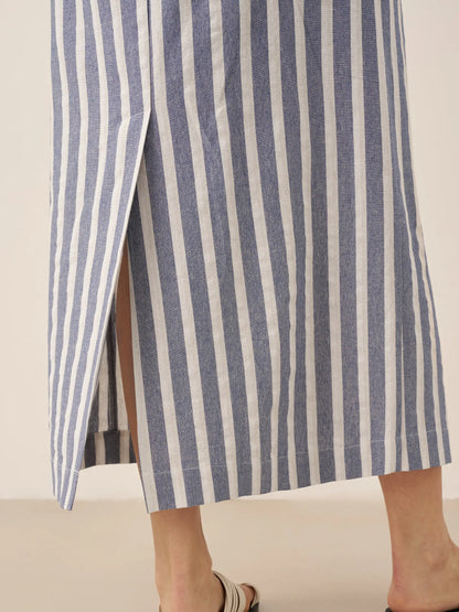 La Riviera — Striped Button Skirt