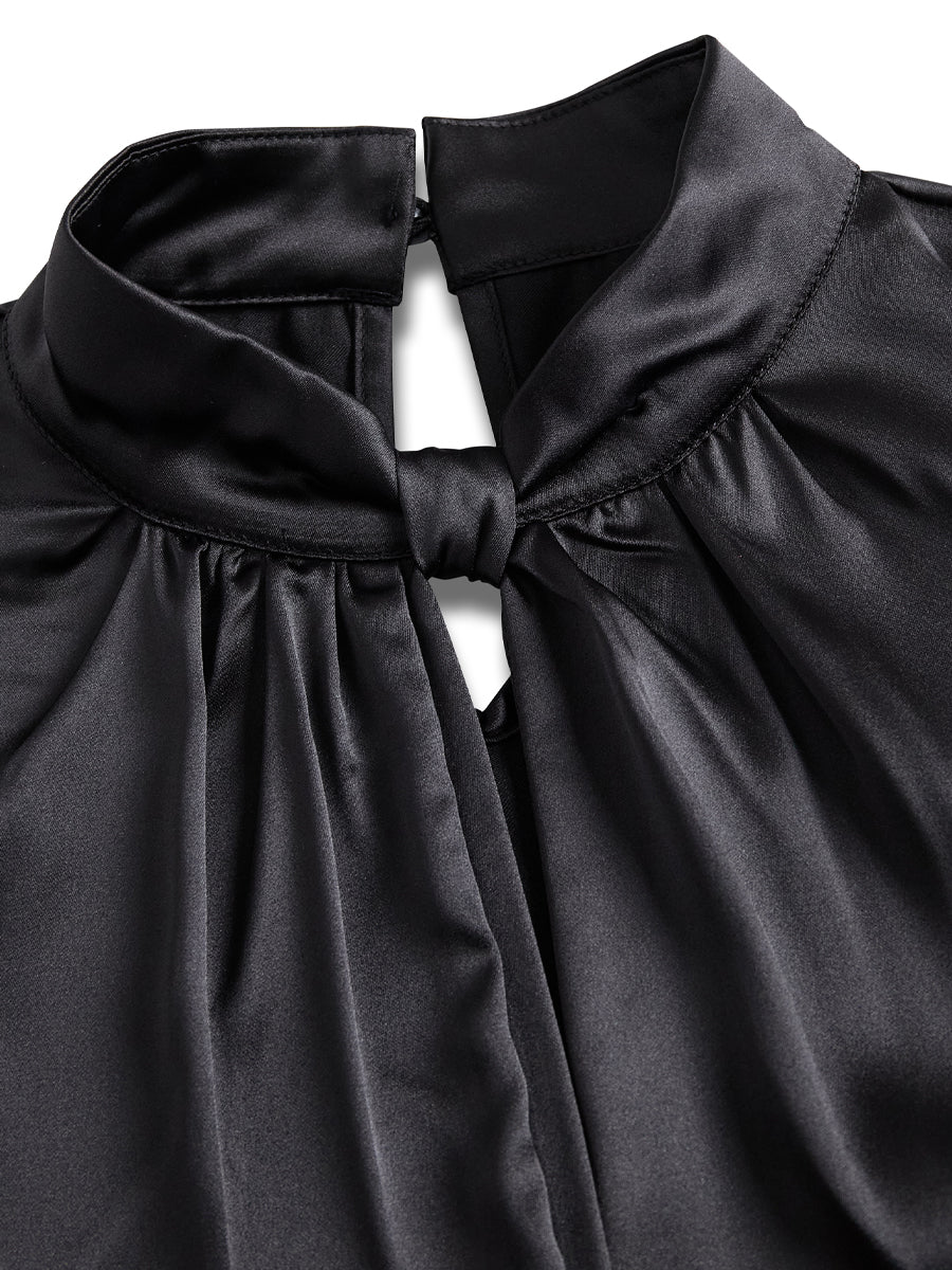 La Clé Moderne — Satin Keyhole Blouse