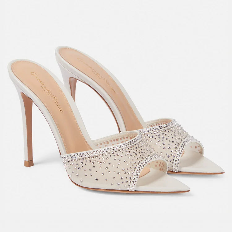 Le Celeste Heel — Embellished Mesh Mule