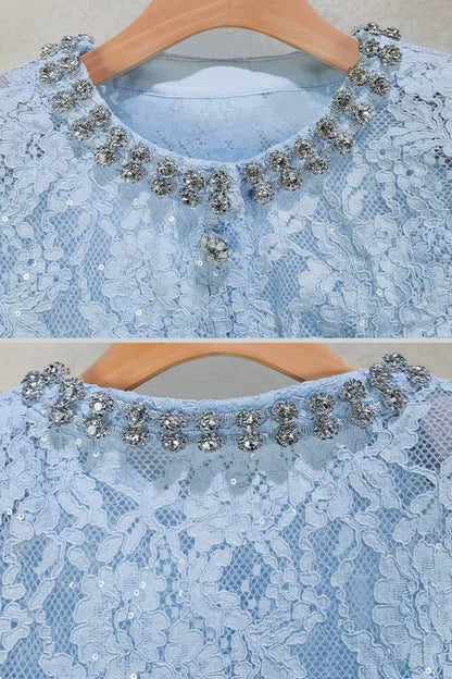La Céliane — Embroidered Lace Co-Ord in Powder Blue