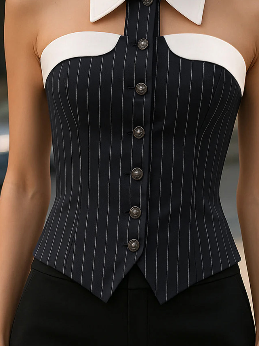 La Rayure Contrastée — Pinstripe Corset Top