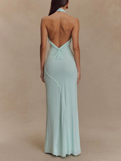 La Elyna — Slinky Halter Maxi Dress