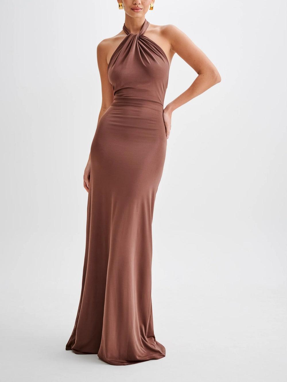 La Elyna — Slinky Halter Maxi Dress